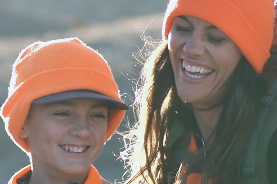 Aubrey Tuttle and her son during a hunt